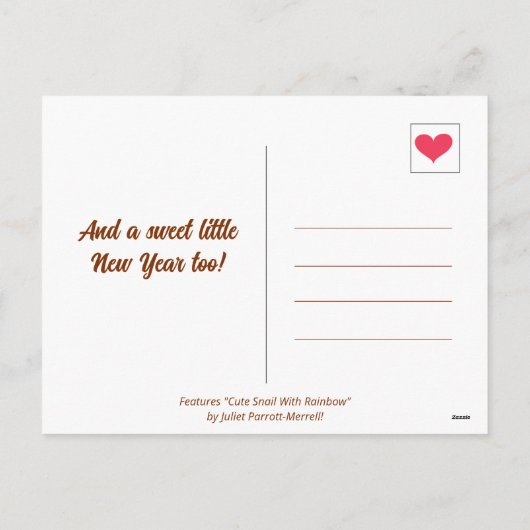 レインボーメリークリスマスを迎えるかわいいカタツムリ | シーズンポストカード (裏面)
