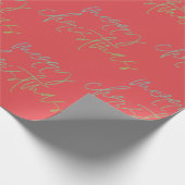 レインボーメリークリスマスビューティフルレッドさくらんぼ ラッピングペーパー (角)