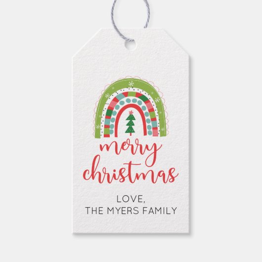 レインボーメリークリスマスプレゼントラベル ギフトタグ (正面)