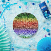 レインボーモザイクパターン ペーパープレート (パーティー)