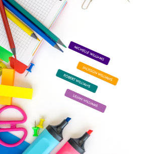 レインボーモダンインディゴオレンジマウーブティール（緑がかった色）キッズ名 ラベル