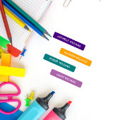 レインボーモダンインディゴオレンジマウーブティール（緑がかった色）キッズ名 ラベル