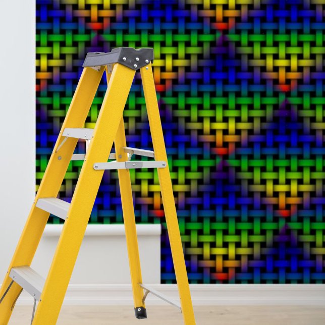 レインボーモダンウィーブダイヤモンドパターンピールスティック 壁紙 (Modern Rainbow Weave Diamond Pattern Peel Stick Wallpaper)