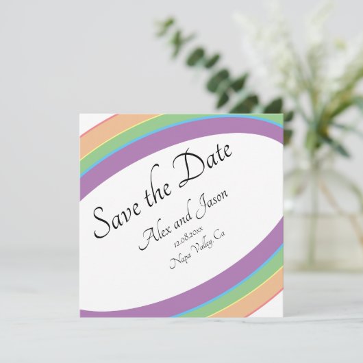レインボーモダンウエレガントウェディングSave the Date (スタンド正面)