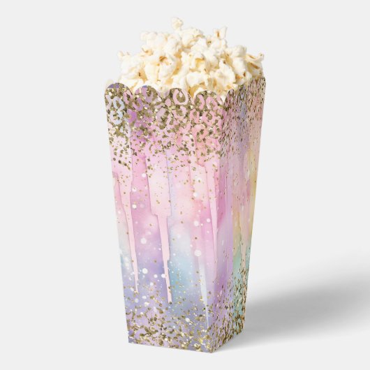 レインボーモダンウォーターカラーシック金ゴールドグリッター フェイバーボックス (はじけた状態)