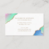 レインボーモダンエレガント金ゴールドグリッターアゲートマーブル 名刺 (裏面)