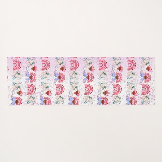 レインボーモダンカクテルフィットネスフリークロマンチックおもしろい ヨガマット (裏面(横))