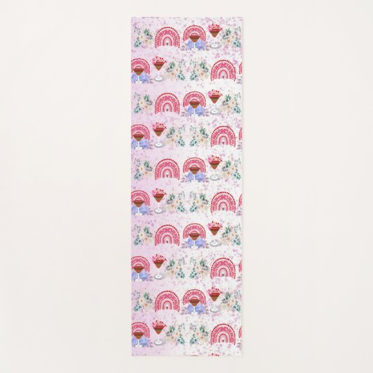 レインボーモダンカクテルフィットネスフリークロマンチックおもしろい ヨガマット (正面)