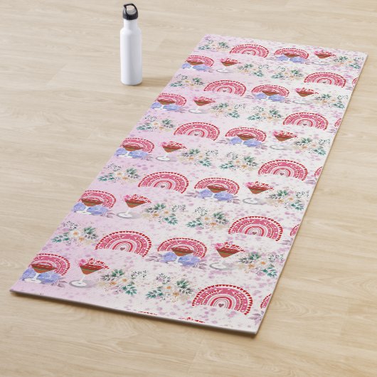 レインボーモダンカクテルフィットネスフリークロマンチックおもしろい ヨガマット (インサイチュ)