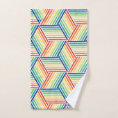 レインボーモダンカラフルキューブパターンバスルーム バスタオルセット (ハンドタオル)