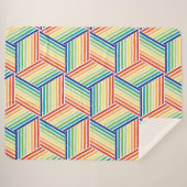 レインボーモダンカラフルキューブパターン シェルパブランケット (正面(横))