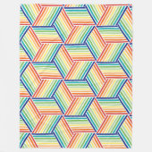 レインボーモダンカラフルキューブパターン フリースブランケット (正面)