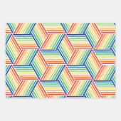 レインボーモダンカラフルキューブパターン ラッピングペーパーシート (正面2)