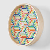 レインボーモダンカラフルキューブパターン 壁時計 (傾斜)