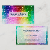 レインボーモダンカラフルグリッターバースト 名刺 (正面/裏面)