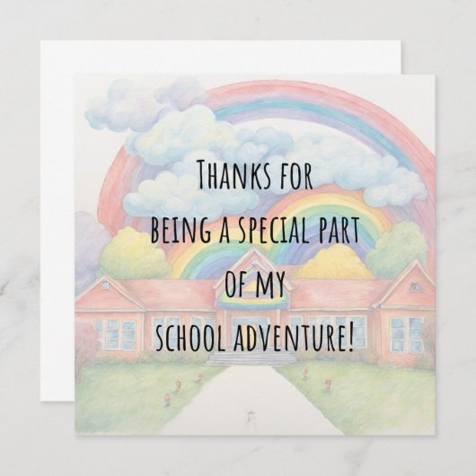 レインボーモダンカラフルサンキュー先生カード サンキューカード (正面/裏面)