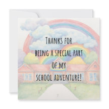 レインボーモダンカラフルサンキュー先生カード