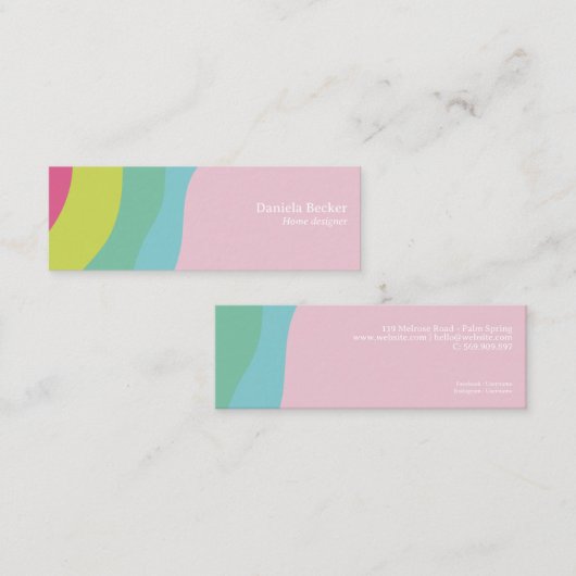 レインボーモダンカラフルピカスタムンク名刺 スキニー名刺 (正面/裏面)