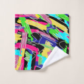 レインボーモダンカラーの抽象芸術 バスタオルセット (ウォッシュタオル)