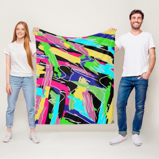 レインボーモダンカラーの抽象芸術 フリースブランケット (インサイチュ)