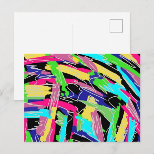 レインボーモダンカラーの抽象芸術 ポストカード (正面/裏面)