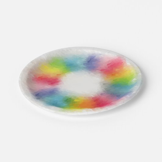 レインボーモダンカラーエレガントトレンディーテンプレート ペーパープレート (アングル)