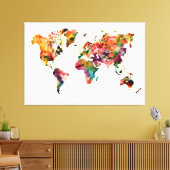 レインボーモダンカラーカラフルウォーターカラーワールドマップ キャンバスプリント (インサイチュ (リビング))