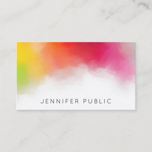 レインボーモダンカラーカラフル抽象芸術エレガント 名刺 (正面)