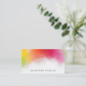 レインボーモダンカラーカラフル抽象芸術エレガント 名刺 (スタンド正面)