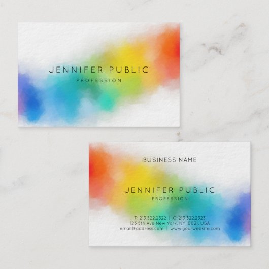 レインボーモダンカラーカラフル抽象芸術エレガント 名刺 (正面/裏面)