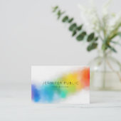 レインボーモダンカラーカラフル抽象芸術エレガント 名刺 (スタンド正面)