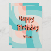 レインボーモダンカラー抽象芸術ハッピーバースデー 招待状 (正面/裏面)