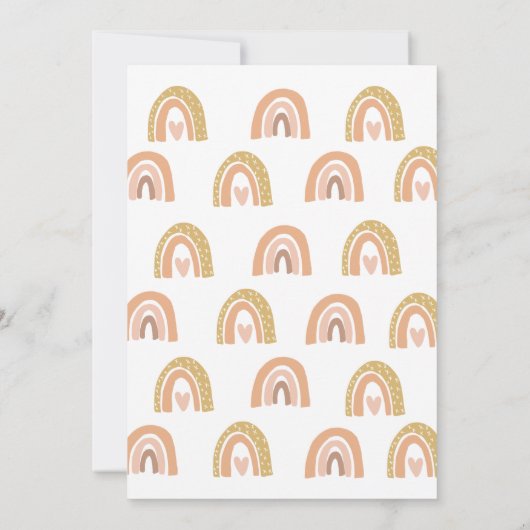 レインボーモダンガールファーストオンダーフル誕生日 招待状 (裏面)