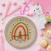 レインボーモダンクリスマスタータンチェックツリー20xx文字9" ペーパープレート (パーティー)