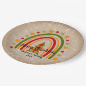 レインボーモダンクリスマスタータンチェックツリー20xx文字9" ペーパープレート (アングル)