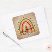 レインボーモダンクリスマスタータンチェックツリー20xx文字 スクエアシール (封筒)