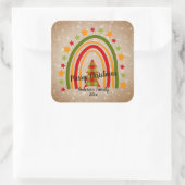 レインボーモダンクリスマスタータンチェックツリー20xx文字 スクエアシール (バッグ)