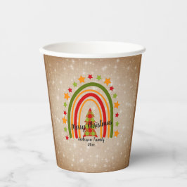 レインボーモダンクリスマスタータンチェックツリー20xx文字 紙コップ