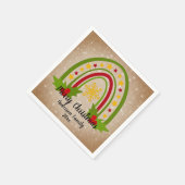 レインボーモダンクリスマスホリー20xx年文字 スタンダードカクテルナプキン (角)