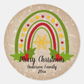 レインボーモダンクリスマスホリー20xx年文字 ラウンドシール (正面)
