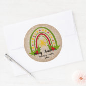 レインボーモダンクリスマスホリー20xx年文字 ラウンドシール (封筒)