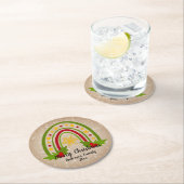 レインボーモダンクリスマスホリー20xx年文字 ラウンドペーパーコースター (インサイチュ)