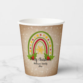レインボーモダンクリスマスホリー20xx年文字 紙コップ