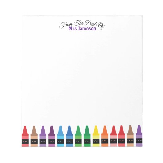 レインボーモダンクレヨンのデスクからシックにかわいい ノートパッド (正面)