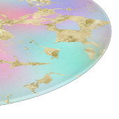 レインボーモダングラディエントと金ゴールド大理石パターン カッティングボード (角)