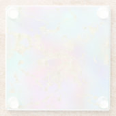 レインボーモダングラディエントと金ゴールド大理石パターン ガラスコースター (裏面)