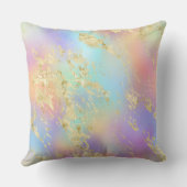 レインボーモダングラディエントと金ゴールド大理石パターン クッション (裏面)