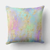 レインボーモダングラディエントと金ゴールド大理石パターン クッション (裏面)