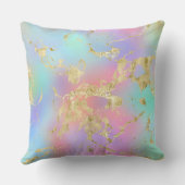 レインボーモダングラディエントと金ゴールド大理石パターン クッション (裏面)