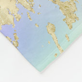 レインボーモダングラディエントと金ゴールド大理石パターン フリースブランケット (角)